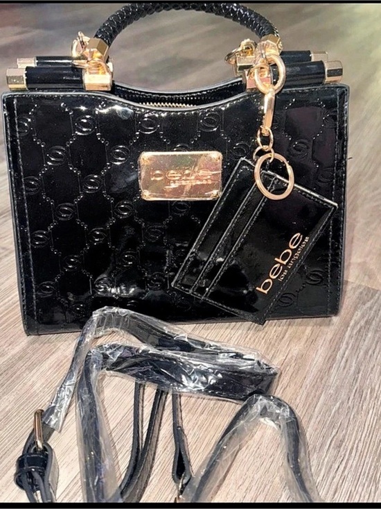 bebe Handbags - bebe Black Patent Shoulder Bag Like New